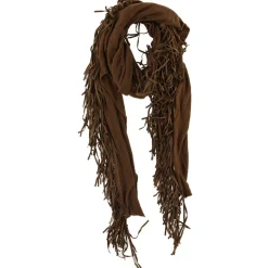 Écharpe avec franges en Cuir camel - 220x92 cm