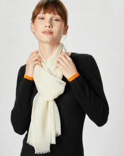 Écharpe en Laine & Soie Voile écrue - 50x180 cm