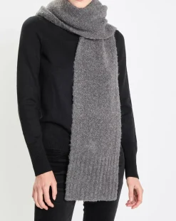 Écharpe en Laine mélangée et bouclée gris foncé