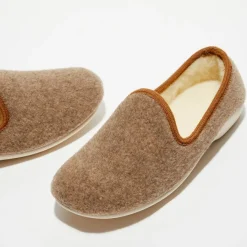 Chaussons charentais fourrés en Laine beiges