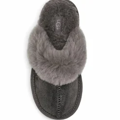 Chaussons en Peau de Mouton métallisé Cozy Glitter noir