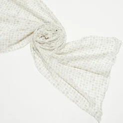 Chèche en Laine mélangée imprimé écru - 180x50 cm