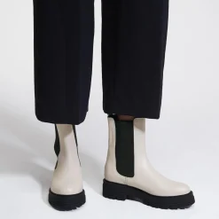 Chelsea boots en Cuir beiges - Talon 4 cm