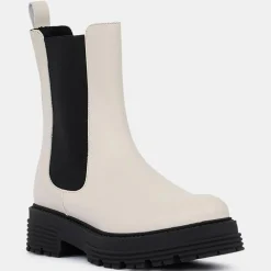 Chelsea boots en Cuir beiges - Talon 4 cm
