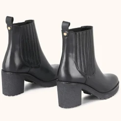 Chelsea boots en Cuir Bena noirs - Talon 7 cm
