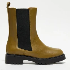 Chelsea Boots en Cuir Carmen kaki