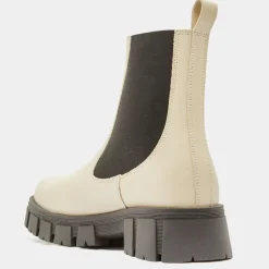 Chelsea boots en Cuir semelle épaisse beiges - Talon 4,5 cm
