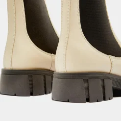 Chelsea boots en Cuir semelle épaisse beiges - Talon 4,5 cm