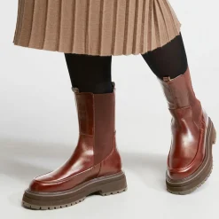 Chelsea Boots en Cuir semelle épaisse marron - Talon 4.5 cm