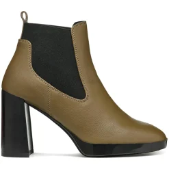 Chelsea Boots en Cuir Teulada olive/noir - Talon 9.5 cm