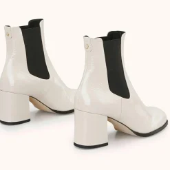 Chelsea Boots en Cuir verni Lanae crème - Talon 6 cm