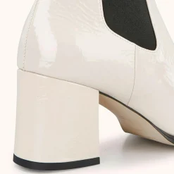 Chelsea Boots en Cuir verni Lanae crème - Talon 6 cm