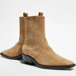 Chelsea Boots en Velours de Cuir Hyde beiges