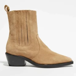 Chelsea Boots en Velours de Cuir Hyde beiges