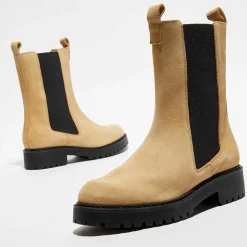 Chelsea boots en Velours de Cuir Alice beiges