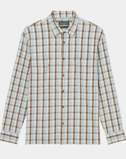 Chemise 100% Coton Bio Relaxed Fit à carreaux bleu/marron