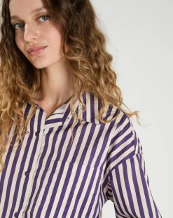 Chemise Emy violet/crème