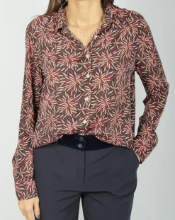 Chemise en Soie mélangée Soan imprimée étoile rouge/noir