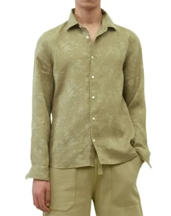 Chemise 100% Lin manches longues Sf kaki clair