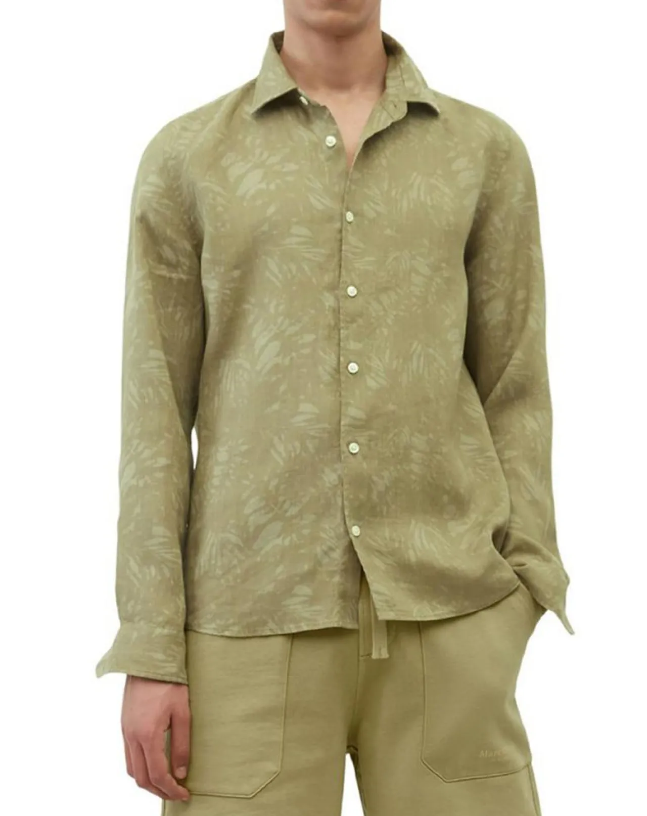 Chemise 100% Lin manches longues Sf kaki clair