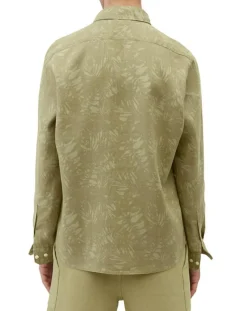 Chemise 100% Lin manches longues Sf kaki clair