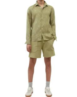 Chemise 100% Lin manches longues Sf kaki clair