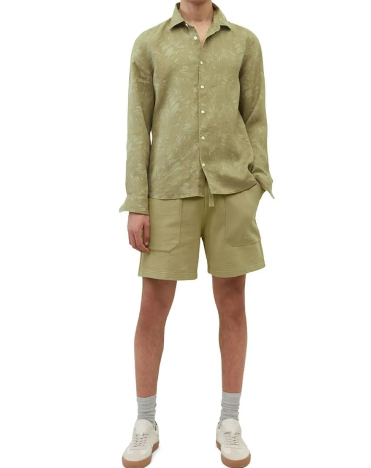 Chemise 100% Lin manches longues Sf kaki clair