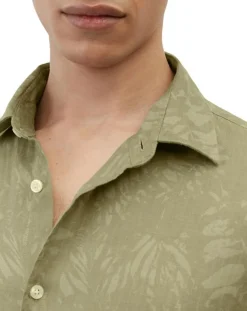 Chemise 100% Lin manches longues Sf kaki clair