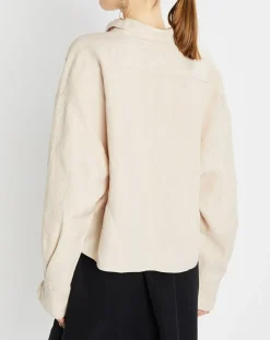 Chemise 100% Lin manches longues Poche beige