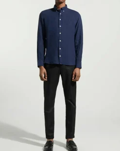 Chemise 100% Lin Slim Fit bleu foncé