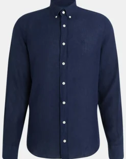 Chemise 100% Lin Slim Fit bleu foncé
