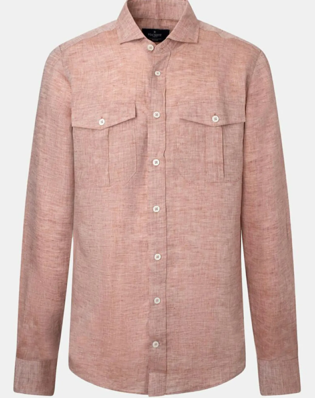 Chemise 100% Lin Slim Fit double poche orange moyen