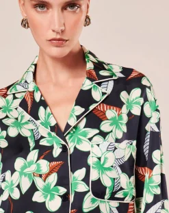 Chemise à motif fleurs nocturne