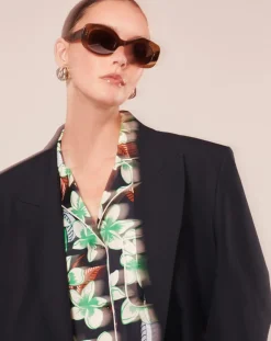 Chemise à motif fleurs nocturne