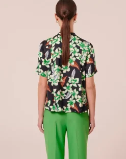 Chemise à motif fleurs nocturne