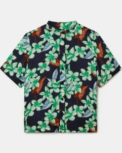 Chemise à motif fleurs nocturne