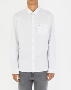 Chemise ajustée Crena à fines rayures écru/noir