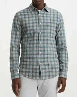 Chemise Alpha Icon Slim Fit à carreaux bleu/gris