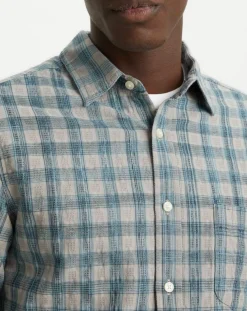 Chemise Alpha Icon Slim Fit à carreaux bleu/gris