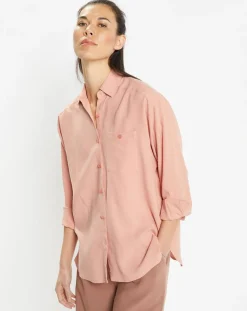 Chemise ample en Coton mélangé Paros rayée rose moyen