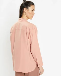 Chemise ample en Coton mélangé Paros rayée rose moyen