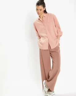 Chemise ample en Coton mélangé Paros rayée rose moyen