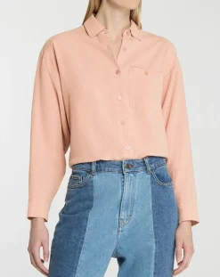 Chemise ample en Coton mélangé Paros rayée rose moyen