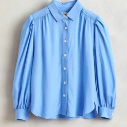 Chemise Avatar fluide épaules bouffantes bleue