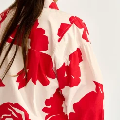 Chemise Ave à fleurs rouge