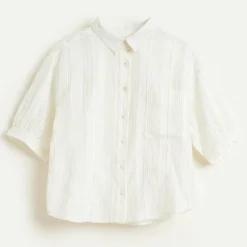 Chemise Ave en Coton à fines rayures blanche