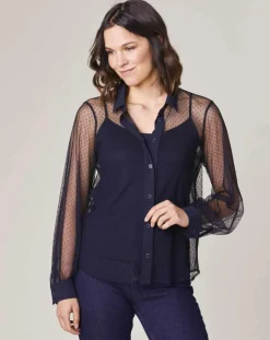 Chemise avec Top Plume marine