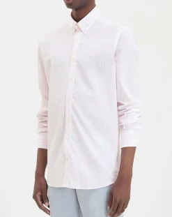 Chemise baton large à rayures rose/blanc