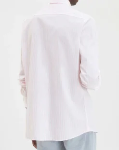 Chemise baton large à rayures rose/blanc