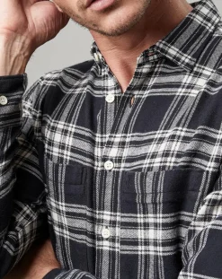 Chemise Carreaux Double Poches Oversize noir/blanc